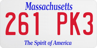 MA license plate 261PK3