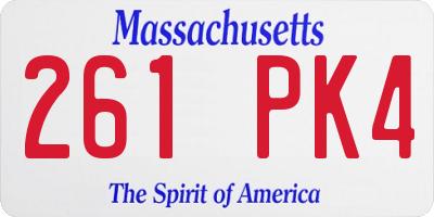 MA license plate 261PK4