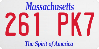 MA license plate 261PK7