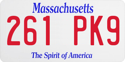 MA license plate 261PK9