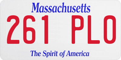MA license plate 261PL0