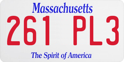 MA license plate 261PL3