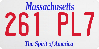 MA license plate 261PL7