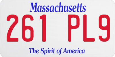 MA license plate 261PL9