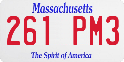 MA license plate 261PM3