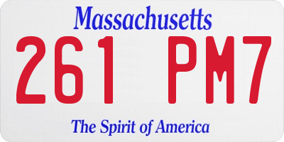 MA license plate 261PM7