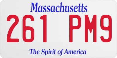 MA license plate 261PM9