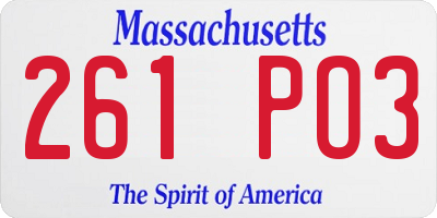 MA license plate 261PO3