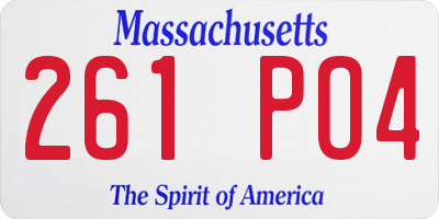 MA license plate 261PO4