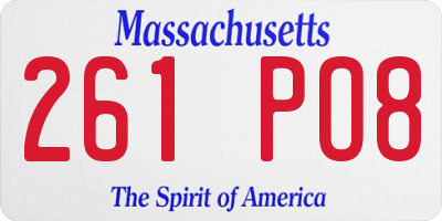MA license plate 261PO8
