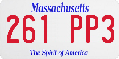 MA license plate 261PP3