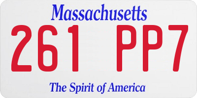 MA license plate 261PP7