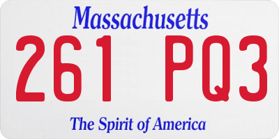 MA license plate 261PQ3