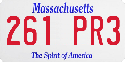 MA license plate 261PR3