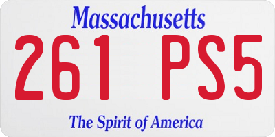 MA license plate 261PS5