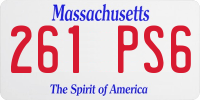 MA license plate 261PS6