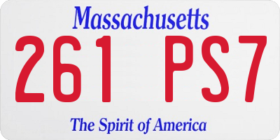 MA license plate 261PS7