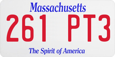 MA license plate 261PT3