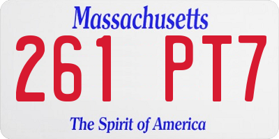 MA license plate 261PT7