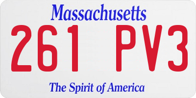 MA license plate 261PV3
