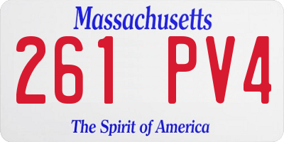 MA license plate 261PV4