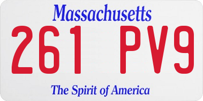 MA license plate 261PV9