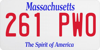 MA license plate 261PW0