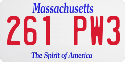 MA license plate 261PW3