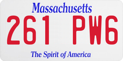MA license plate 261PW6