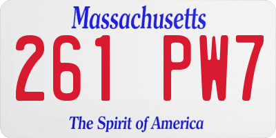 MA license plate 261PW7