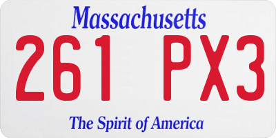 MA license plate 261PX3