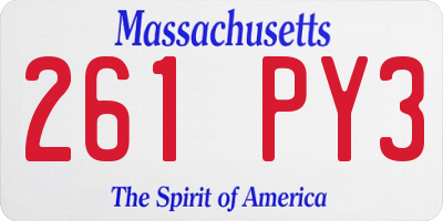 MA license plate 261PY3
