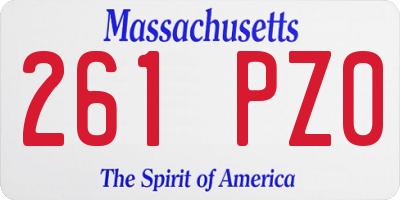 MA license plate 261PZ0