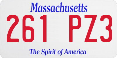 MA license plate 261PZ3