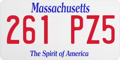 MA license plate 261PZ5