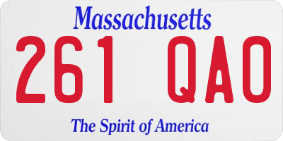MA license plate 261QA0