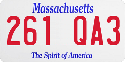 MA license plate 261QA3