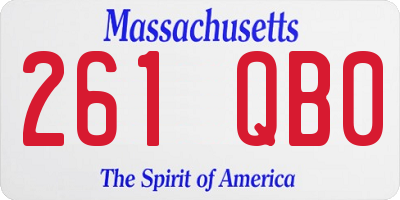 MA license plate 261QB0
