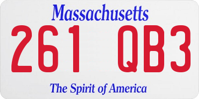 MA license plate 261QB3