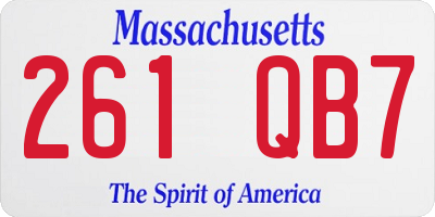 MA license plate 261QB7