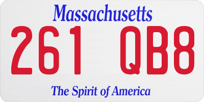 MA license plate 261QB8