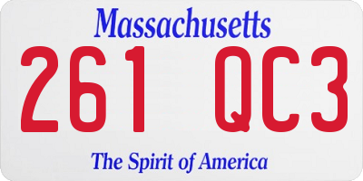 MA license plate 261QC3