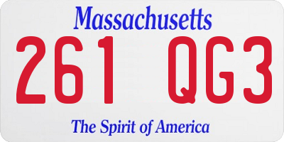 MA license plate 261QG3