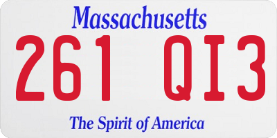 MA license plate 261QI3