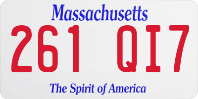 MA license plate 261QI7