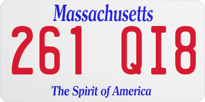 MA license plate 261QI8