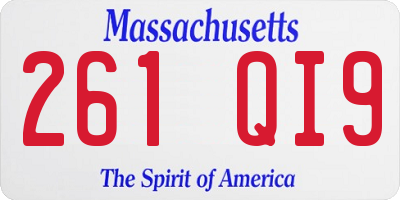 MA license plate 261QI9