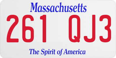 MA license plate 261QJ3