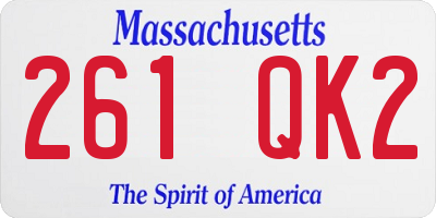 MA license plate 261QK2