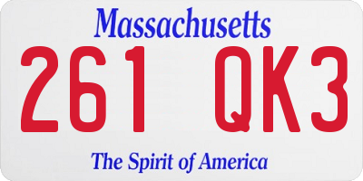 MA license plate 261QK3